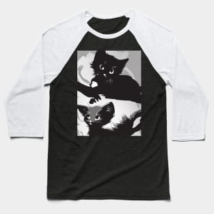 Kittens Shadow Silhouette Anime Style Collection No. 43 Baseball T-Shirt